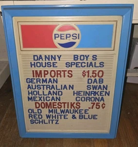 Vintage Pepsi Cola Soda Restaurant / Bar Menu Board Sign  - Picture 1 of 4