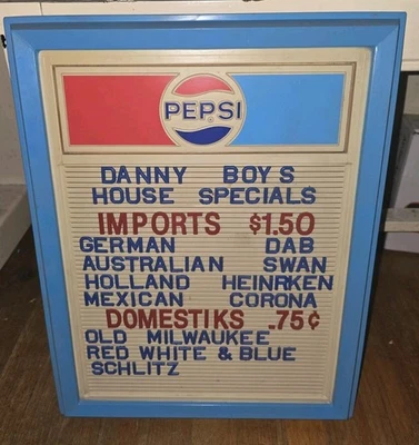 Vintage Pepsi Cola Soda Restaurant / Bar Menu Board Sign  - Image 1 of 4