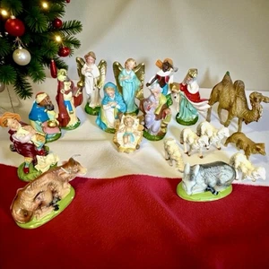 Vintage Pappmaché Krippe Set 5" Fontanini 18 Teile Weihnachtsfiguren Italien - Bild 1 von 24