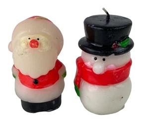 Vintage Set of 2 Miniature 3" Christmas Candles Santa Claus & Snowman - Picture 1 of 9