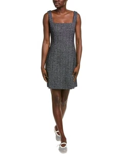 Boss Hugo Boss Destena Tweed Linen-Blend Mini Dress Women's Blue 4 - Picture 1 of 3