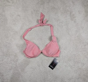 Top de bikini No Boundaries Junior S (3-5) con aros lurex halter rosa nuevo con etiquetas - Imagen 1 de 4