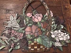 Flores vitrales vintage en la ventana. Phyllis Trager Hyman. - Imagen 1 de 6