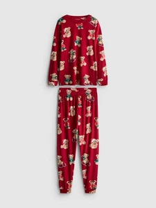 Women's Red Bear Christmas Pyjamas Pjs Fleece - Picture 1 of 5