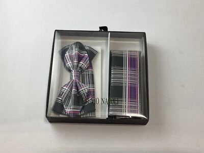 Мужские Vesuvio Napoli серый и розовый чек галстук карман квадратный комплект новый - Изображение 1 из 2