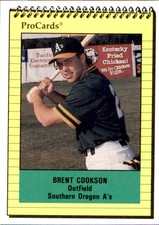 1991 Southern Oregon A's ProCards 3860 Brent Cookson Santa Paula California Card