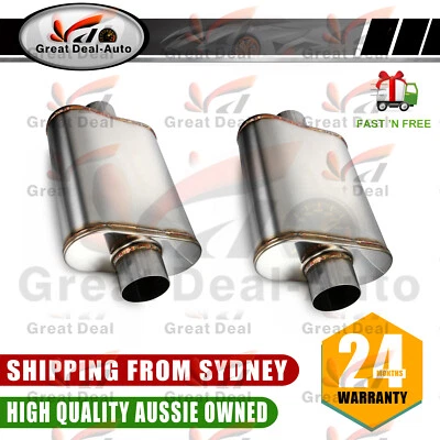 Pair 3" Straight Through 409 Stainless Steel Muffler Centre In / Out 14x9x4 - image 1 of 4