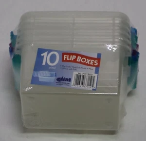 10 pc-5-Flip Boxes With 5-Lids Clear Gift-CandyToy-Party-Storage- Container - Picture 1 of 3