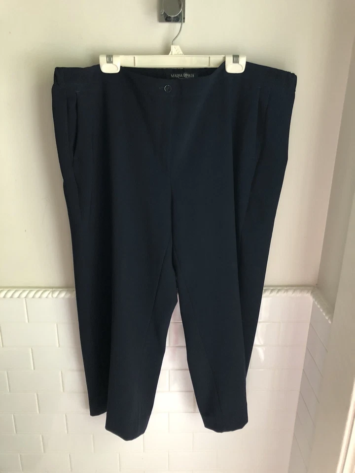 Pantalones Marina Rinaldi Azul Hasta el Tobillo Cremallera Frontal Mezcla de Poli Elastano Talla Grande 22 Foto 1 de 4