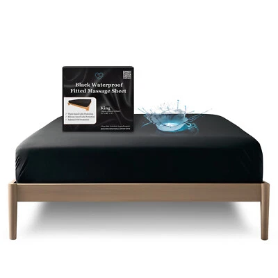EROTICGEL Black Waterproof Fitted Sheet KING Mattress Protector Couple Nuru Massage