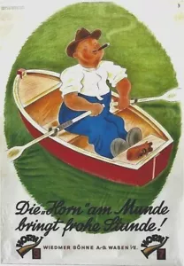 Original vintage poster HORN SWISS CIGARS ROWING DAD c.1940 - Picture 1 of 1