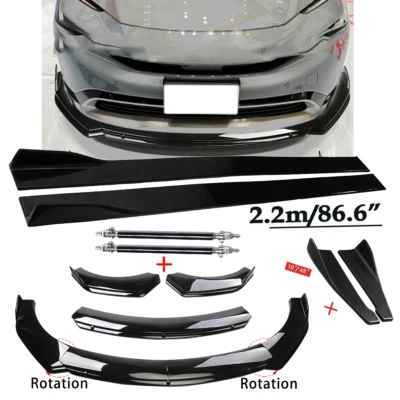 For Toyota Prius 2011-2022 Front Bumper Lip Spoiler Side Skirt Rear Gloss Black Foto 1 de 4