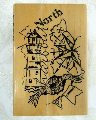 Stampendous Rubber Stamp Lighthouse Collage XXP003 travel nautical sea 2002 - Image 1 of 4