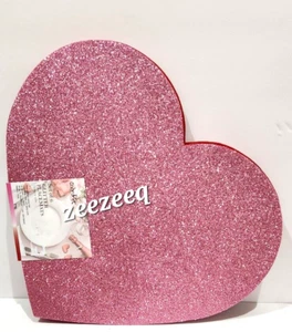 Colordrift Valentine's Pink Red Sparkle Glitter Heart Set Of 6 Placemats - Picture 1 of 6