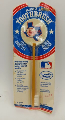 TEXAS RANGERS VINTAGE 1986 BASEBALL BAT TOOTHBRUSH & HOLDER Cover