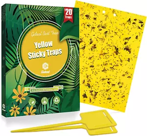 Gideal 20-Pack Dual-Sided Yellow Sticky Traps for Flying Plant Insect Such as Fu - Picture 1 of 12