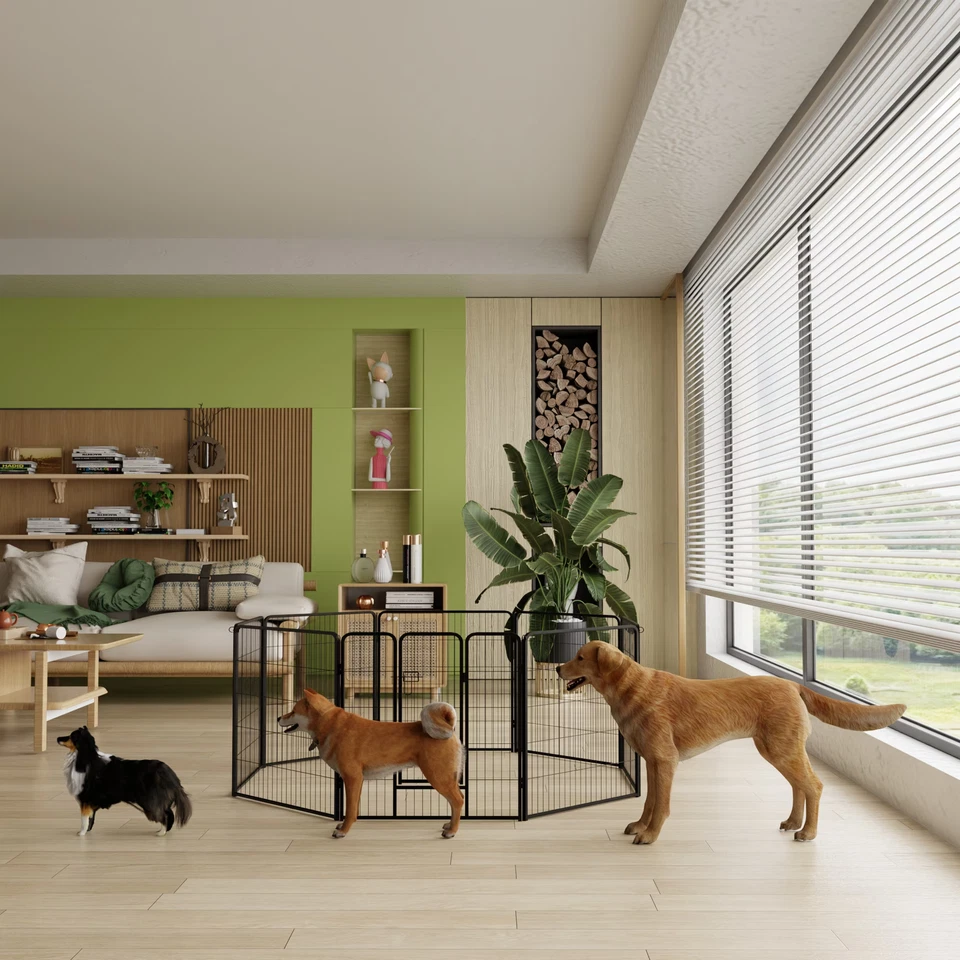 FunniHomi 40"" Altura Paneles Parque Infantil Exterior, Cerca Plegable para Perros con Puertas Foto 1 de 4