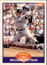 1989 Score New York Yankees Baseball Card #278 Rich Dotson