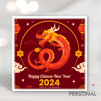 Chinese New Year Card for 2024 Year of the Dragon Chinese Happy New Year Cards - Image 1 of 4