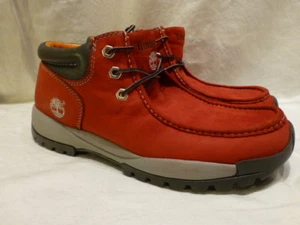 TIMBERLAND CHUKKA BURNT RED VINTAGE HIKING WALKING CASUAL MENS BOOTS 10.5M - Picture 1 of 11