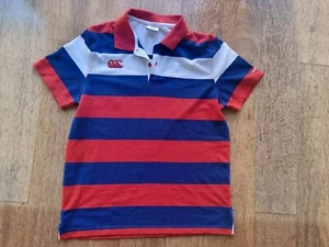 CANTERBURY MENS STRIPED RUGBY STYLE POLO SHIRT SHORT SLEEVE SIZE (LARGE) - Picture 1 of 9