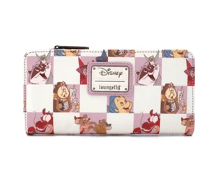 Loungefly Disney Classics Rose Gold Checkered All Over Print Flap Wallet - Picture 1 of 4