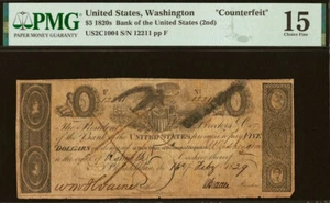 1820s $5 United States, Washington - Counterfeit - PMG 15 - Picture 1 of 2