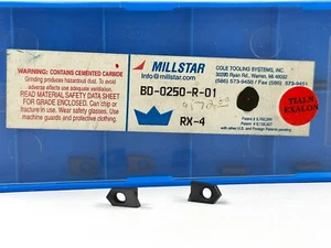 MILLSTAR BD-0250-R-01 New Carbide Milling Inserts Grade RX-4 10pcs - Picture 1 of 2