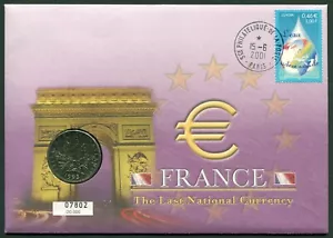 France 5 francs 1993 KM#962a.1 CuNi aVF in Last National Currency Cover - Picture 1 of 6