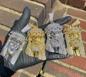 COLGANTE DE ZIRCONIA CÚBICA DE CABEZA DE JESÚS RELIGIOSA COMPLETA DE EDICIÓN BLING-ED HELADA XXL - Imagen 1 de 12