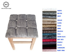 Dressing Table Stool Crushed Velvet Cubed Design Diamond Upholstered 15 Colours