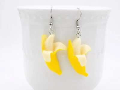 Nuevos Pendientes Fruta Plátano - Linda Joyería Temática Alimentos Regalo para Cocina Regalo para ella Foto 1 de 4