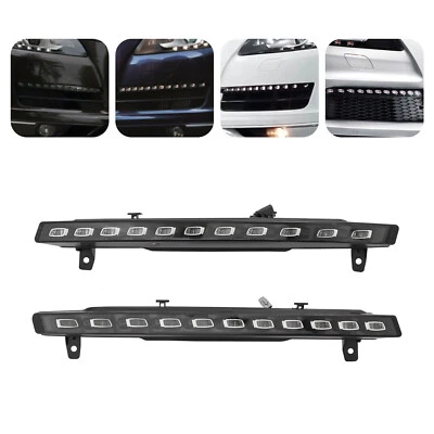 For 2010-2015 Audi Q7 LED DRL Fog Lights w/Turn Signal Light LED Fog Lamps Pair Foto 1 de 4