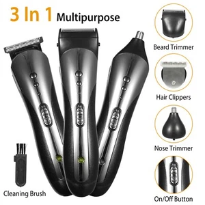 Men Rechargeable Beard Mustache Trimmer Cordless Nose Hair Clippers Shaver Set - Picture 1 of 12