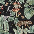 Jungle Tapestry Fabric Black 140cm Weave Exotic Jacquard Upholstery Cushions
