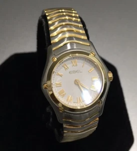 Ladies Genuine Ebel Classic Mini Wave 1215643 18k Gold Swiss White Roman Watch - Picture 1 of 10