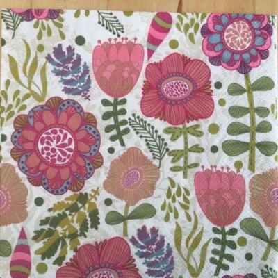 PAPER NAPKINS / SERVIETTES PK20 FOLK FLORAL FLOWER MIX MULTI COLOURS 3 PLY - image 1 of 2
