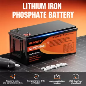 12V 200AH Lithium Battery Rechargeable LiFePO4 15000+ Deep Cycle Solar Panel RV - Picture 1 of 10