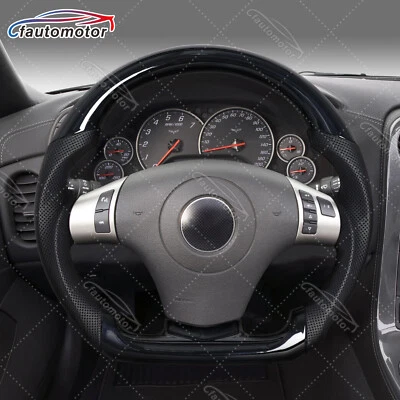 Volante de cuero perforado negro piano apto para Chevrolet Corvette C6 06-11 Foto 1 de 4