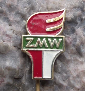 Vintage ZMW Union Landjugendverein Polnisch Polen Fackel Flamme Pin Anstecker - Bild 1 von 2