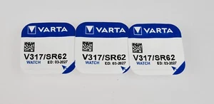 3x V317  Varta Knopfzelle Batterie V 317 Uhrenbatterie SR516, SR516SW, SR62 - Bild 1 von 2