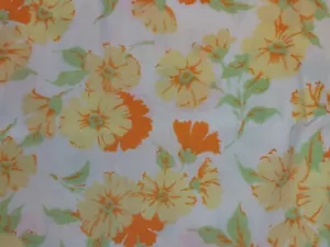 Vtg Penn Prest Fashion Manor Double Flat Bed Sheet Muslin White/Yellow Floral - Picture 1 of 4