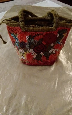 Zara Floral Beaded Bucket Purse Multi Color - Image 1 of 4