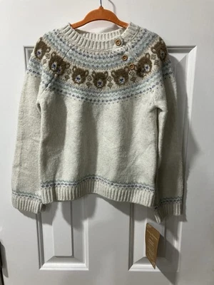 Tommy Bahama Niños Suéter Niña’s Talla 4T Off White Con Osos Marrones Suave Nuevo Con Etiquetas Foto 1 de 4