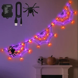 FFZZKJ Halloween Decorations Spider Web Lights 6FT 60LED Battery Operated/USB... - Picture 1 of 7