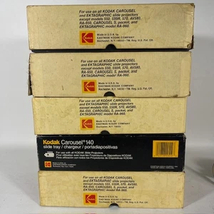 Lot of 5 Kodak Carousel 140 Slide Trays with Boxes – Clean & Tested Latches - Picture 1 of 13
