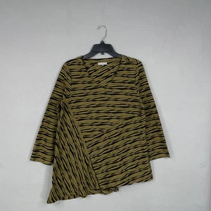 Camisa túnica Habitat para mujer pequeña verde negra manga larga dobladillo asimétrico top - Imagen 1 de 13