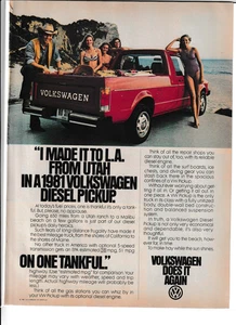 Original 1981 Volkswagen Pickup Magazin Anzeige "I Made it to L.A. From Utah..." - Bild 1 von 1
