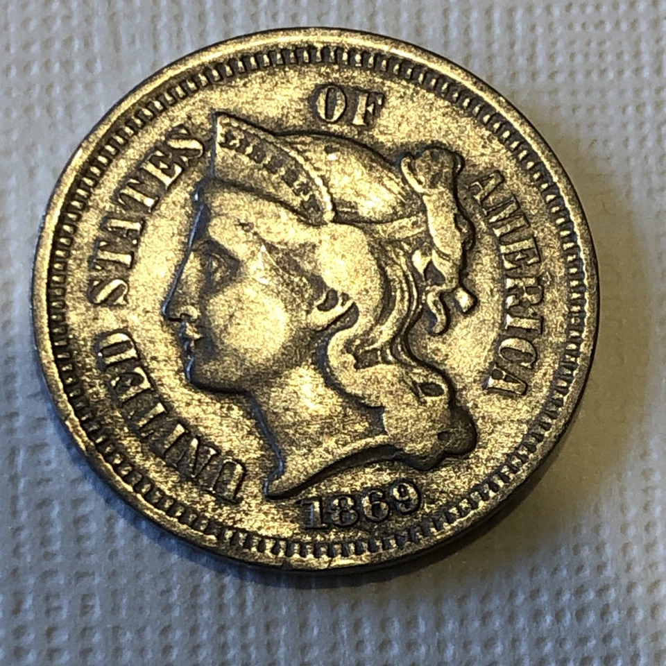 1869 3 Cent Nickel EF+++Very Nice Awesome Find Full Liberty - Image 1 of 4