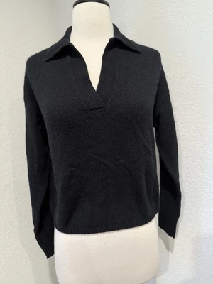 Aqua 羊绒长袖 Polo 毛衣全新带标签 S 码 — 第 1/4 张图片